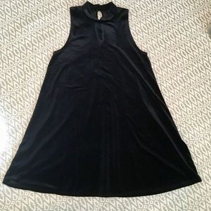 Black Velour High Neck Keyhole Dress • Size Small